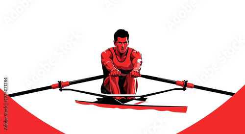 Focused Athlete Dominates Rowing Competition With Intense Determination