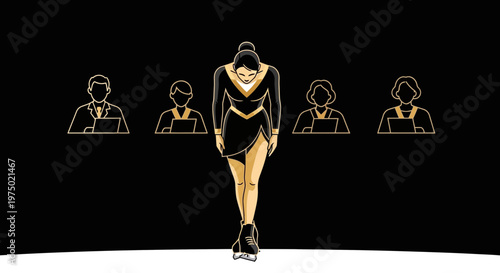 Figure Skater Bows Gracefully Before Judging Panel