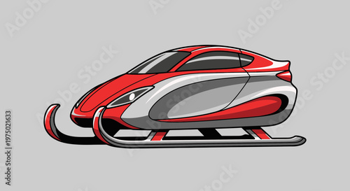 Futuristic Red And Silver Sled With Sport Car Design