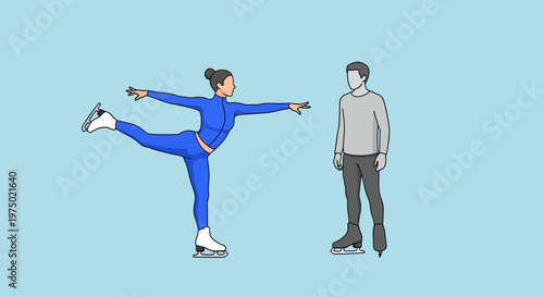 Figure Skating Duo Gracefully Performing On Ice Together