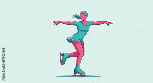 Figure Skating Graceful Athlete Displaying Artistic Movement On Ice