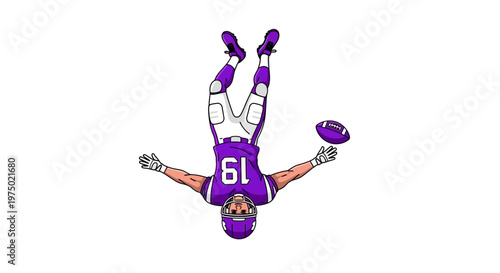 Football Player In Mid-Air Catching Ball