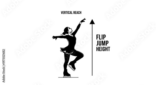 Figure Skating Jump Height Measurement Silhouette Illustration
