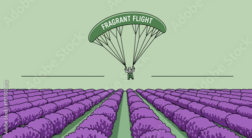 Fragrant Flight Over Lavender Field Parachuting Adventure Nature Escape