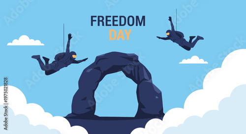 Freefall Freedom Day Celebration Parachutists Over Arch