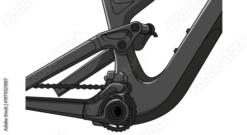Full Suspension Bicycle Rear Triangle Frame And Chain Detailed Graphic