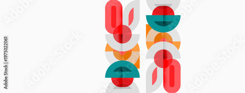 Abstract geometric shapes, colorful overlapping forms, minimalist design, modern aesthetic. Simple composition, flat illustration.