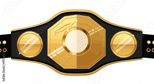 Golden Championship Belt Vector Graphic On White Background