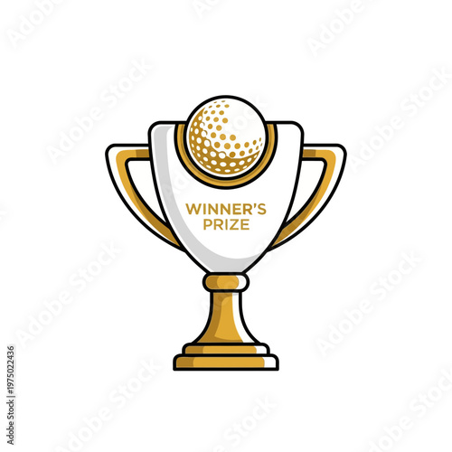 Golden Golf Trophy Award For Sporting Championship Victory And Excellence