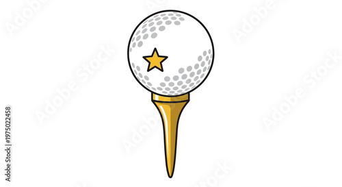 Golden Star Golf Ball on Elegant Tee Celebrates Sporting Excellence