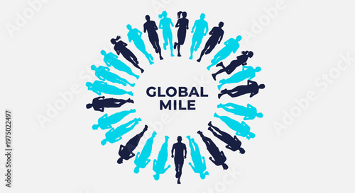 Global Mile Movement Diverse Runners Circle Community Fitness Journey Celebration