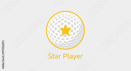 Golf Ball Star Player Emblem Minimalist Design