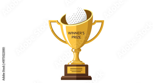 Golden Trophy With Golf Ball Winner's Prize Icon Award