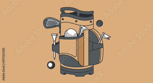 Golf Bag With Clubs And Balls Ready For A Game