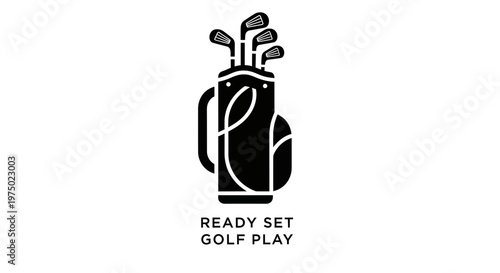 Golf Bag With Clubs Icon Ready Set Golf Play Minimalist Design