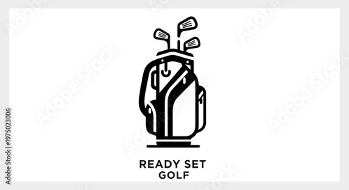 Golf Bag With Clubs Ready For Play Minimalist Icon