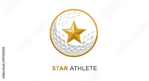 Golden Star Emblem Adorns Golf Ball Symbolizing Sporting Excellence