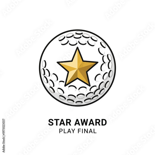 Golden Star Emblem On A Golf Ball Celebrating Sporting Excellence And Top Achievements