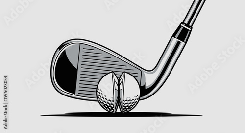 Golf Club About To Strike A Perfectly Positioned Golf Ball