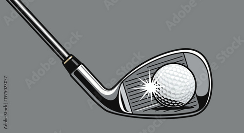 Golf Club And Ball Ready To Strike A Powerful Shot On The Green