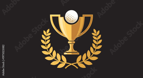 Golf Championship Trophy With Laurel Wreath Emblem