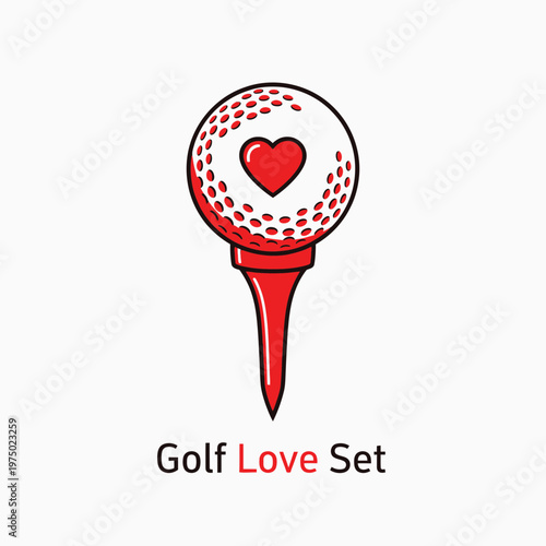 Golf Ball Heart Tee Fun Sporting Accessory Graphic Design