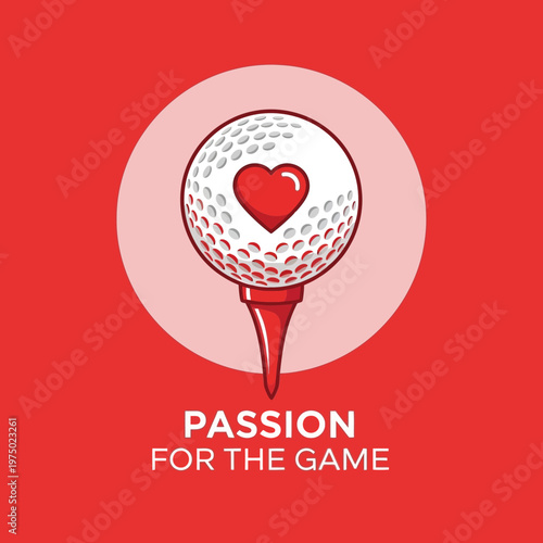 Golf Ball Heart Tee Logo Design