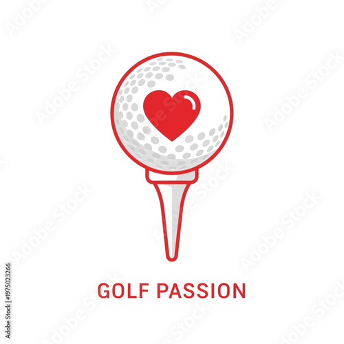 Golf Ball Heart Icon Represents Passion For The Game Of Golf