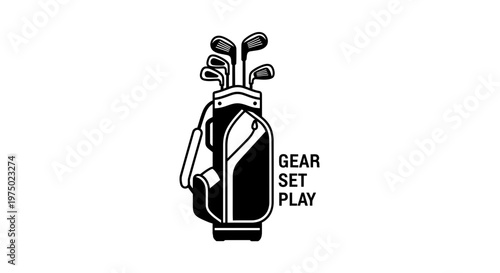 Golf Gear Set Play Icon Illustration On White Background