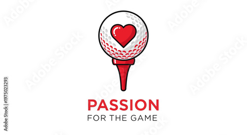 Golf Ball Heart Tee Passion For The Game Logo Design