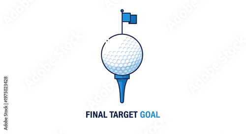 Golf Ball On Tee With Flag Symbolizing Success And Achievement