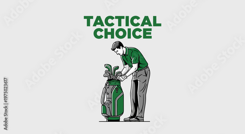 Golf Player Selecting A Club From Bag Tactical Decision