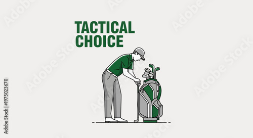 Golfer Selecting Club From Bag Representing Strategic Decision Making