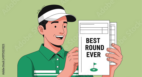 Golfer Celebrates Achievement Holding Scorecard With Best Round Ever Message