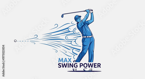 Golfer Unleashing Maximum Swing Power With Explosive Force Illustration