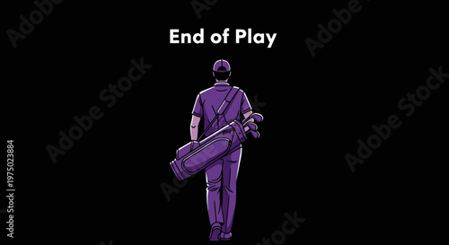 Golfer Walking Away With Bag After A Game