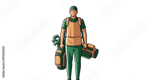 Golfer With Equipment Ready For A Day On The Green