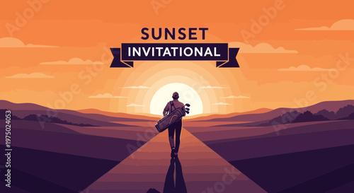 Golfing At Sunset Invitational Event Graphic Design