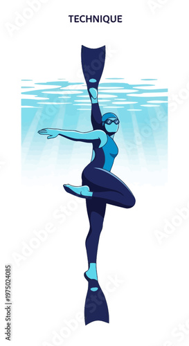 Graceful Diver Demonstrates Advanced Underwater Technique