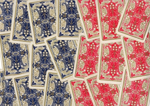 A montage of decorative vintage playing cards.