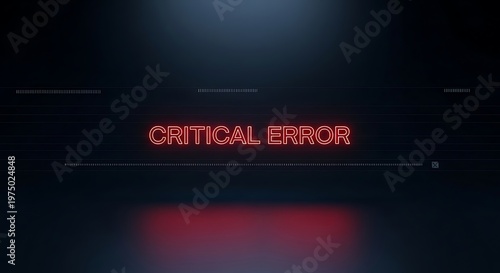 Critical error text in red glowing digital font on a dark background with critical computer technology.