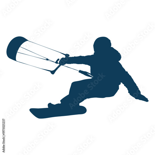 Silhouette of a person kiteboarding