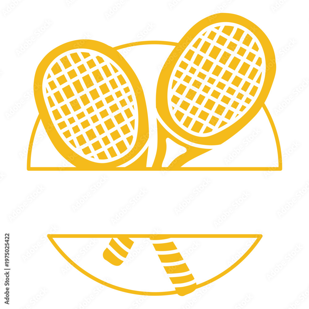 Obraz premium Two yellow tennis rackets badge