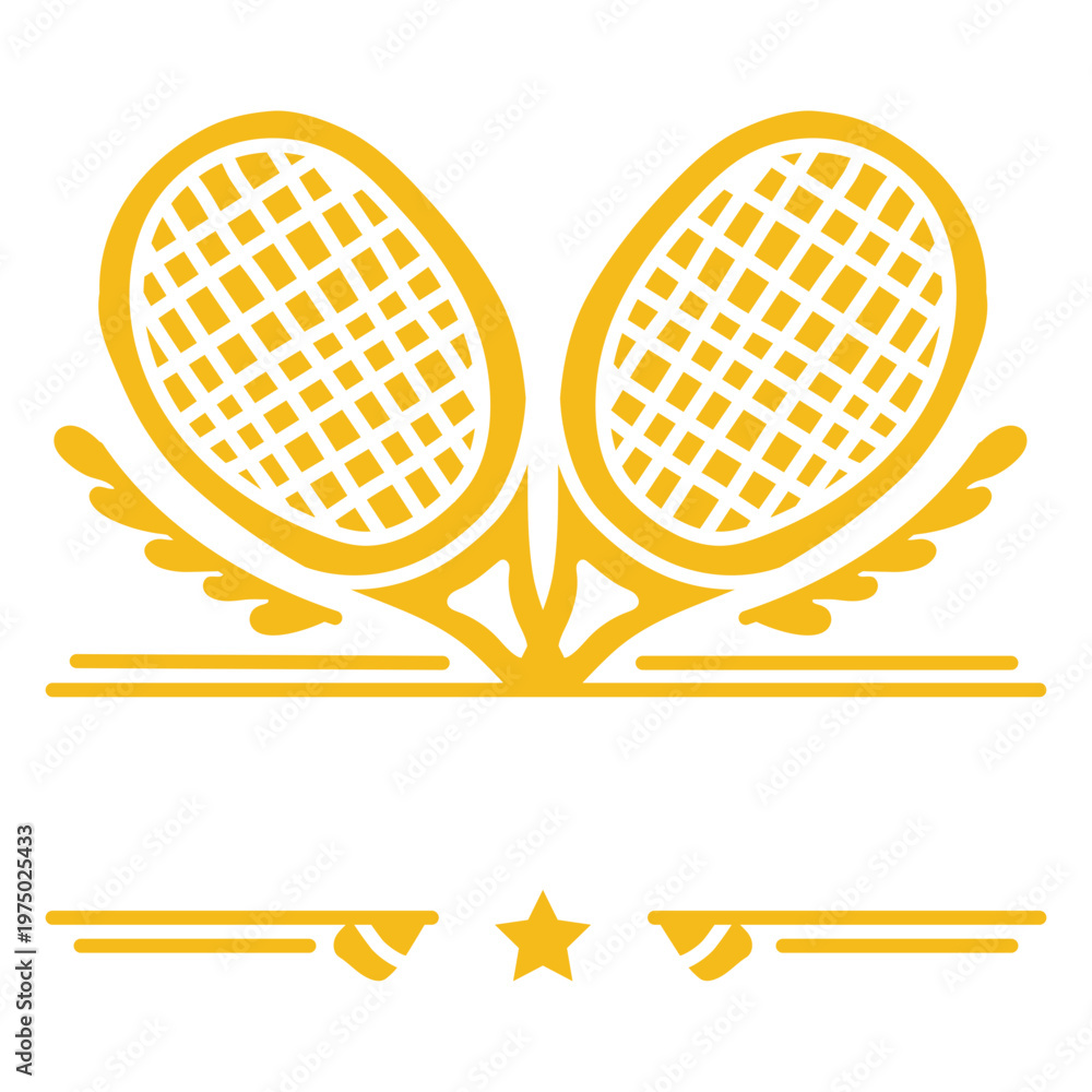 Obraz premium Two yellow tennis rackets label