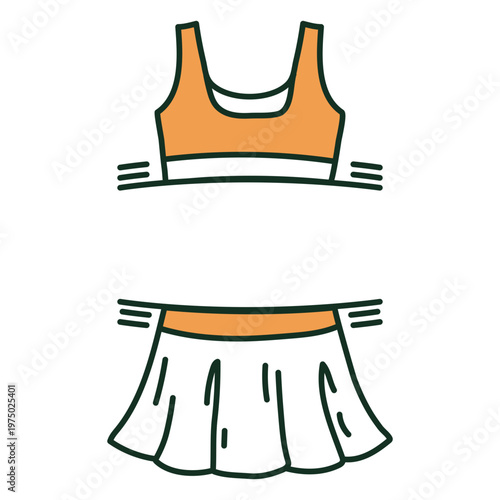 Orange and white tennis skirt