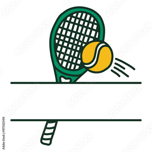 Tennis racket and ball label