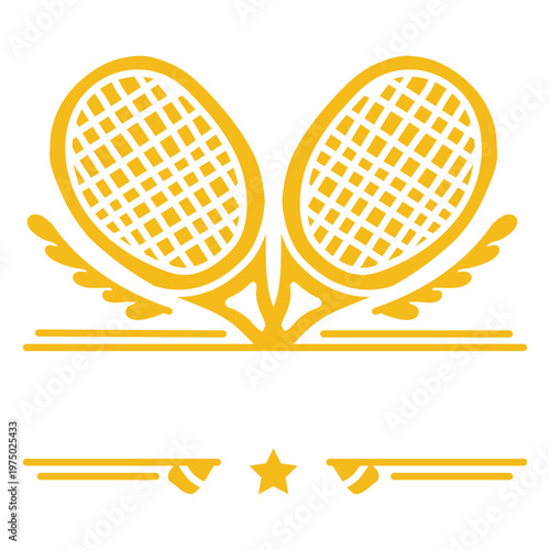 Two yellow tennis rackets label