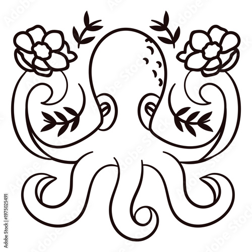 Octopus stroke floral sea creatures