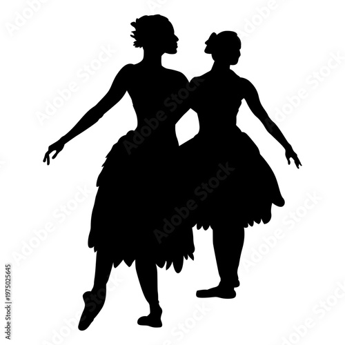 Two women ballet silhouette dancers