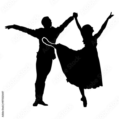 Man and woman ballet silhouette dancers